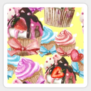 Cupcake Pattern Yellow Sticker